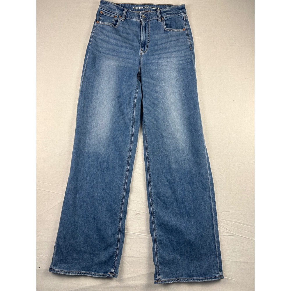American Eagle Outfitters High-Rise Wide Leg Jeans - Medium Blue
